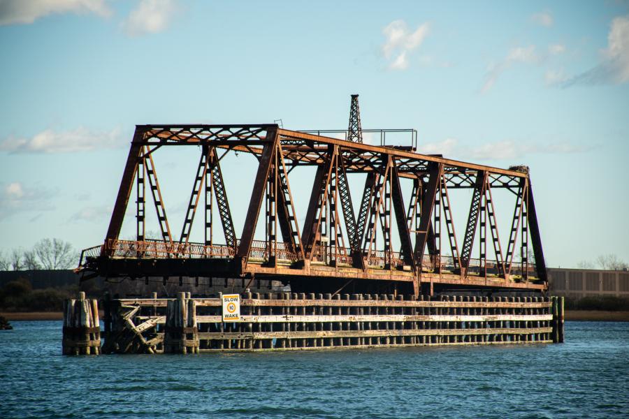 Close-up photo of Pleasure Beach Bridge in Bridgeport, CT