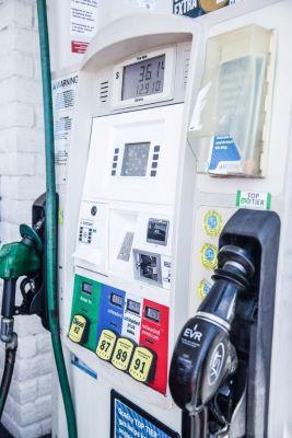 Close up picture of a gas meter at a gas station